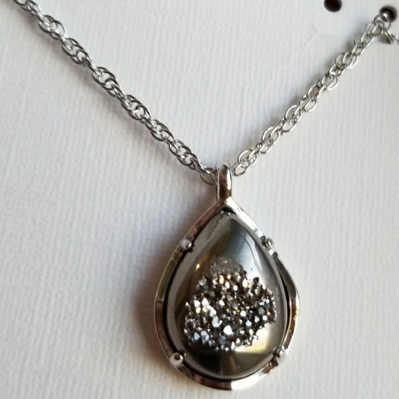 3 NWT Kendra Scott Platinum Drusy Silver Jewelry Pieces Kendra Scott Set Sparkly - Picture 4 of 10